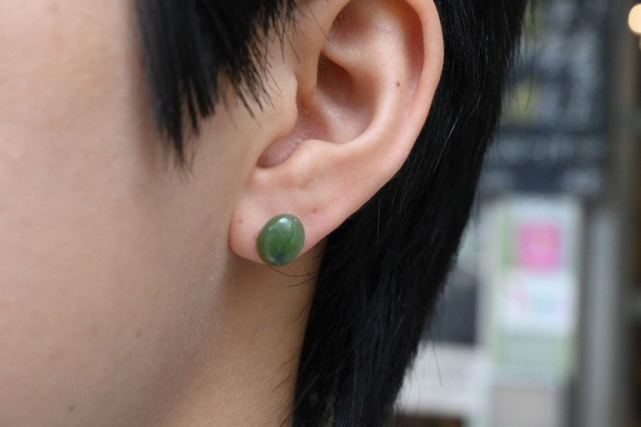 臺灣玉耳釘(單支)_蛋形|寶石拼圖