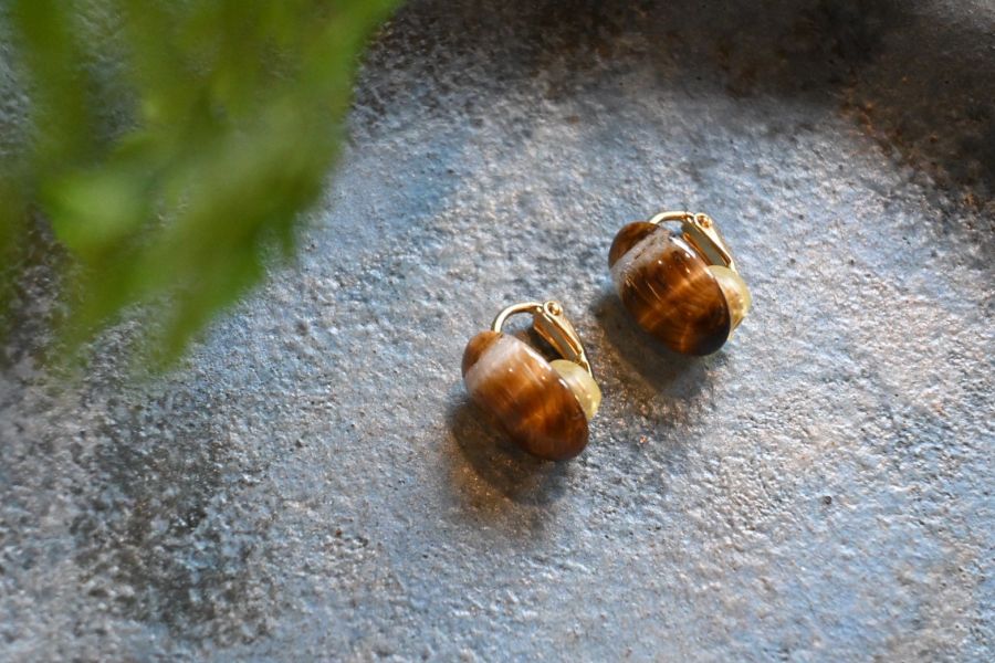 虎眼石耳環(一對)｜寶石拼圖 