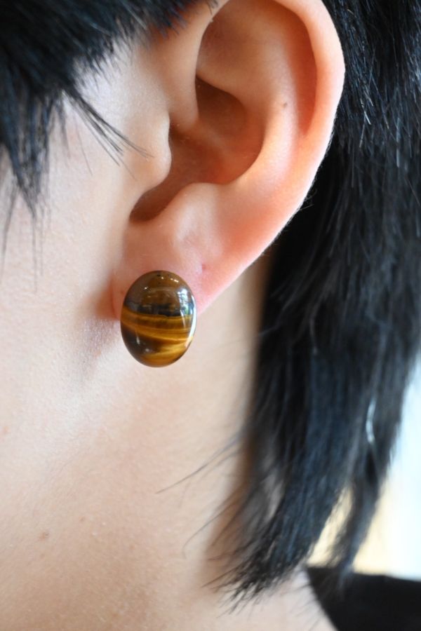 虎眼石耳環(一對)｜寶石拼圖 