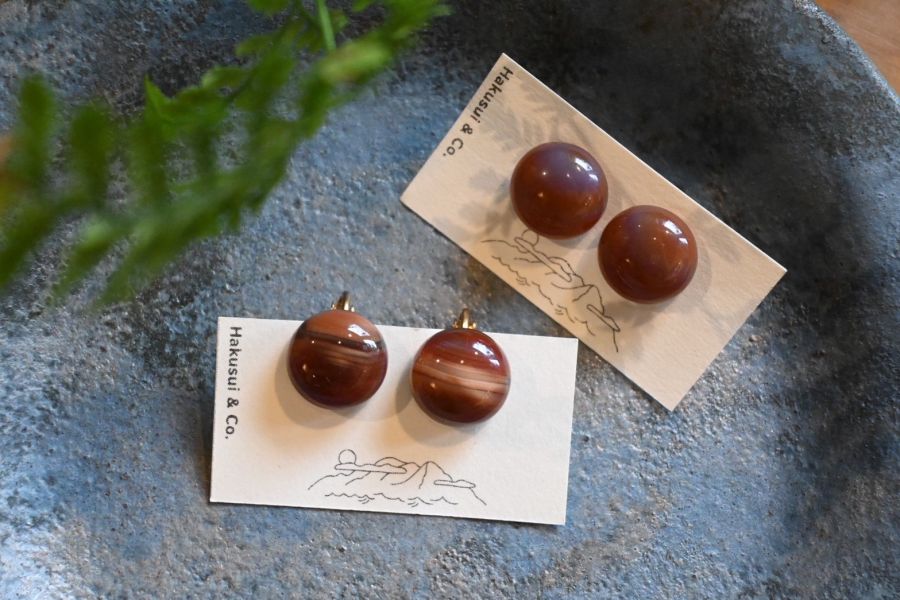 紅瑪瑙耳環(一對)｜寶石拼圖 