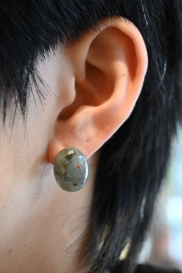 雞血石耳環(一對)｜寶石拼圖 