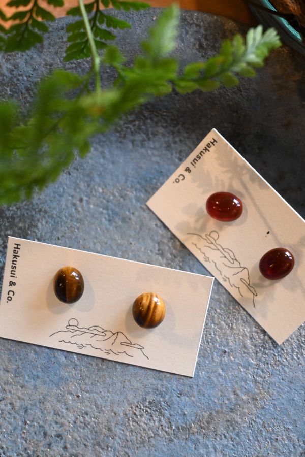 蛋形耳釘｜寶石拼圖 