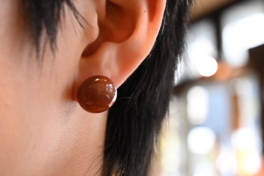 紅瑪瑙耳環(一對)｜寶石拼圖 