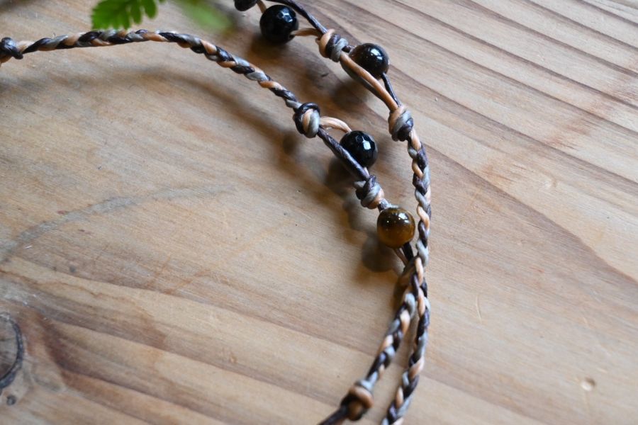 墨玉按摩石編織項鍊材料包 (刮痧板)