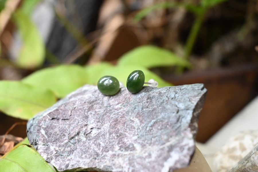 臺灣玉耳釘(單支)_蛋形|寶石拼圖