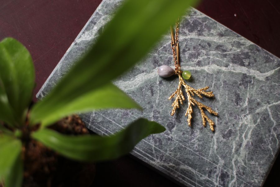 薏苡枝葉項鍊｜不歸鹿工作室 