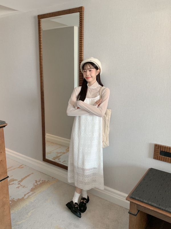 峇里少女的舞蹈 仙女感花花洋裝 單色 