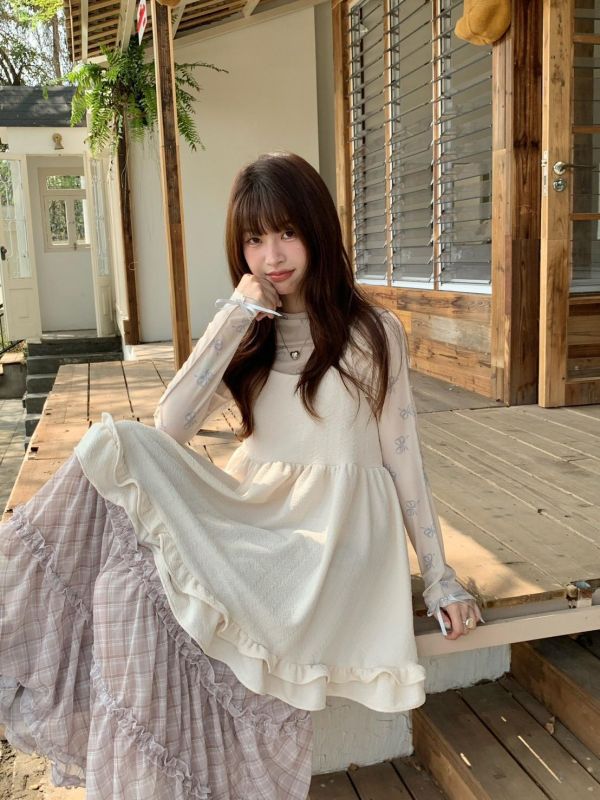 巴黎甜霧 娃娃背心 韓系細肩帶吊帶上衣 蝴蝶結荷葉甜妹背心(3色） 