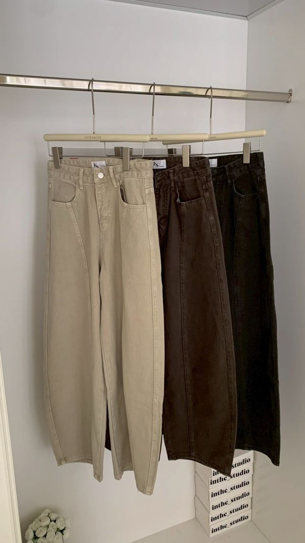 甜栗線條 顯瘦彎刀褲 高腰修身 秋冬百搭長褲（3色） 