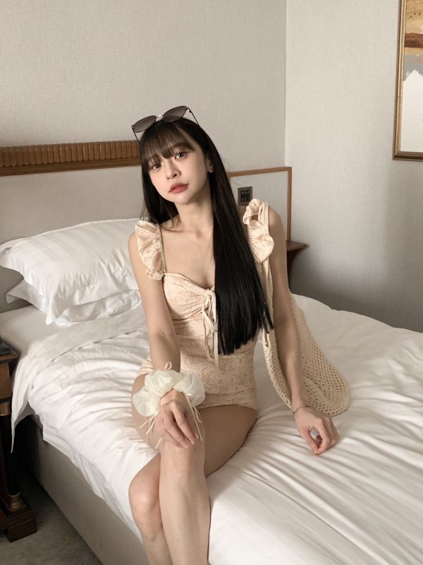 高級感蕾絲 日系連身泳裝 