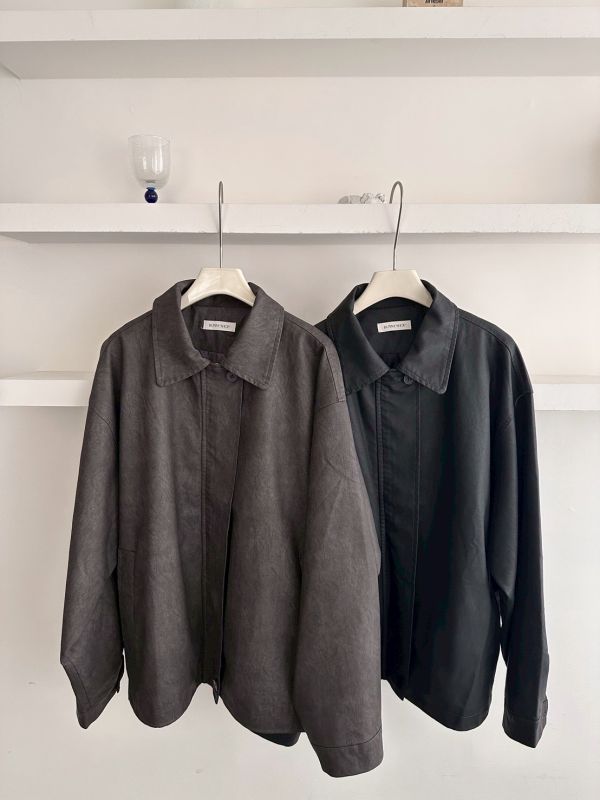 自訂款 慢生活的衣櫥裡 霧感皮外套 落肩寬版 不挑人穿 質感霧面皮革外套（2色） 