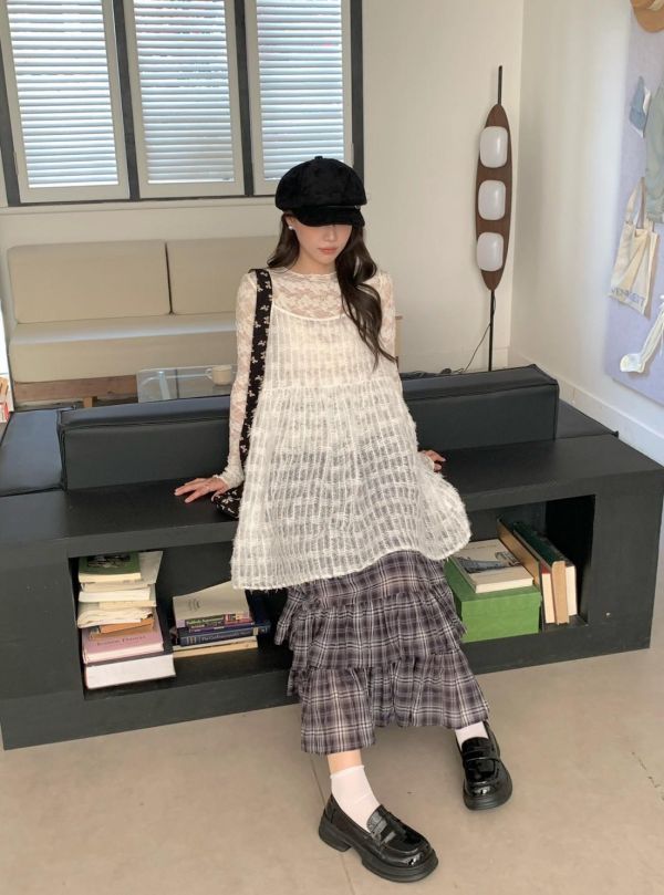 月光輕紗細肩背心 韓系透膚感蕾絲背心（3色） 