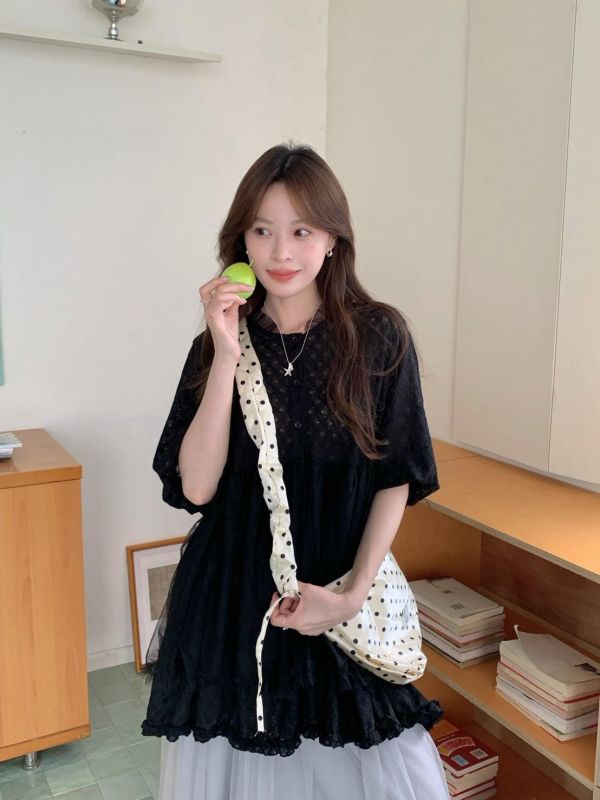 暮夏花語拼接洋裝 仙女感蕾絲網紗洋裝（4色） 