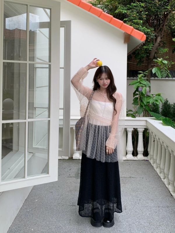 晨曦花園 高腰修身長裙 氣質垂墜感 顯瘦百搭長裙（2色） 