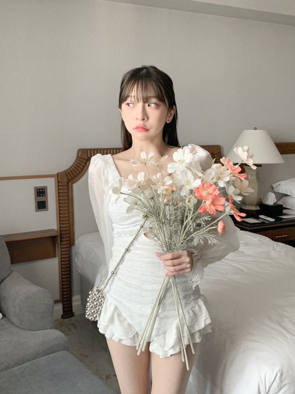 法式宮廷 光澤感連身泳裝 