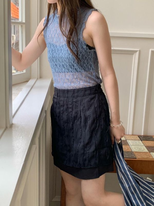 把春天穿在身上 雙層設計鬆緊腰短裙 高腰顯瘦 溫柔感短裙（2色） 