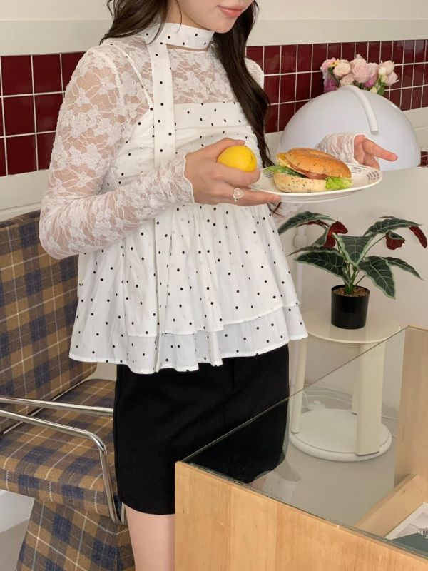 心動點點繞脖背心 韓系甜辣背心（2色） 