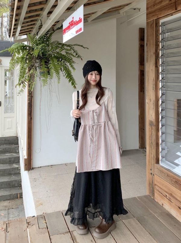 早安夏日 格紋細肩背心 格紋細肩背心 韓系吊帶背心 女生背心 夏天上衣 清新少女穿搭（3色） 