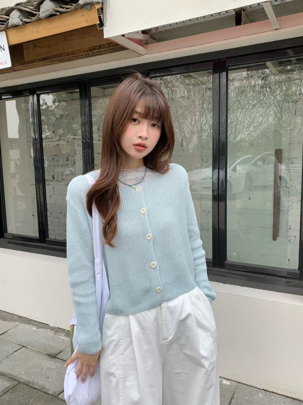 普羅旺斯 花霧針織 開襟長袖針織上衣（4色） 