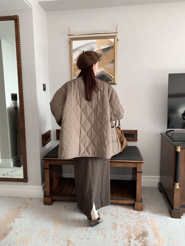 初醒清晨 奶霧感 日系菱格鋪棉外套 輕暖不臃腫（4色） 