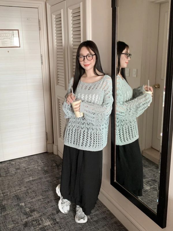 輕甜美感 優雅提花鬆緊腰層次長裙 