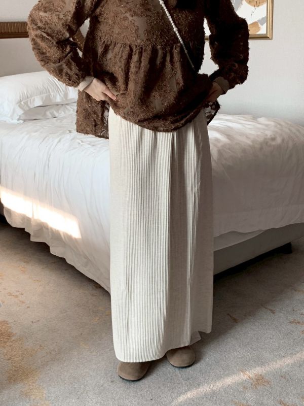 韓系軟霧日常 壓摺針織半裙 顯瘦日常款 