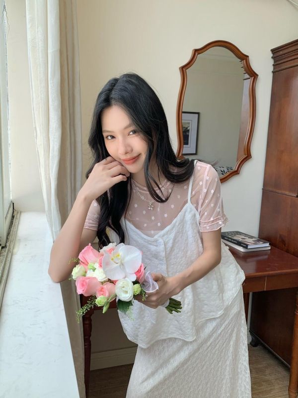 柔光花花 婚禮內搭短袖透膚（3色） 