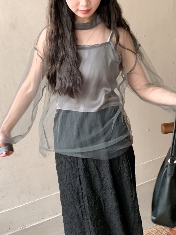 秘境微光  優雅兩件式透膚上衣 