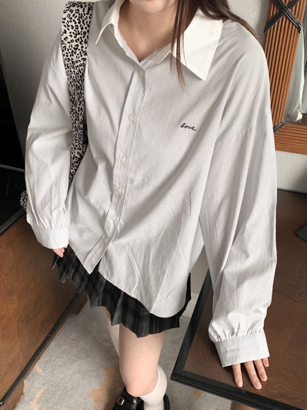 自訂款  慢生活感 撞色領口襯衫（單色） 