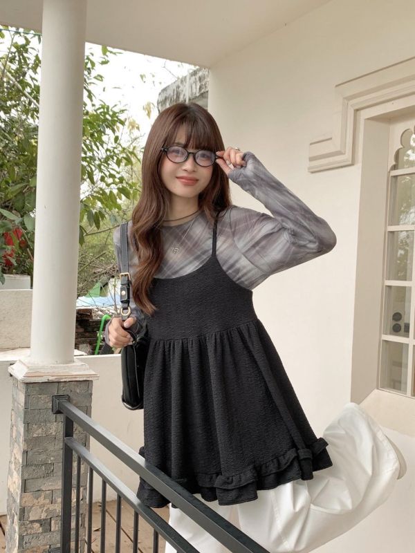 巴黎甜霧 娃娃背心 韓系細肩帶吊帶上衣 蝴蝶結荷葉甜妹背心(3色） 