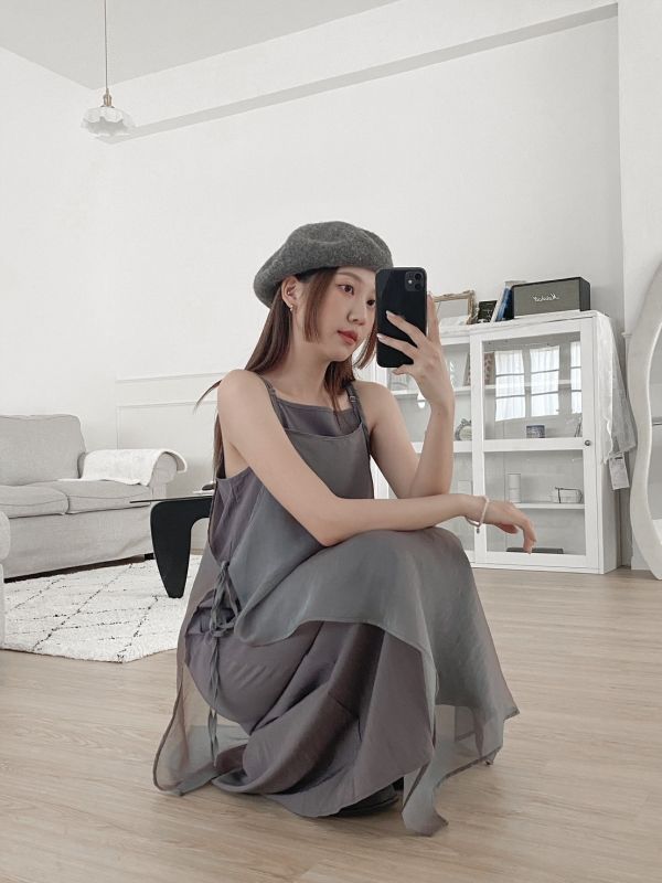 仙女的微光澤感兩件式長洋裝﻿ 