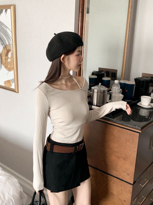 曲線女王 抓皺小心機長袖上衣 修身顯瘦版（5色） 