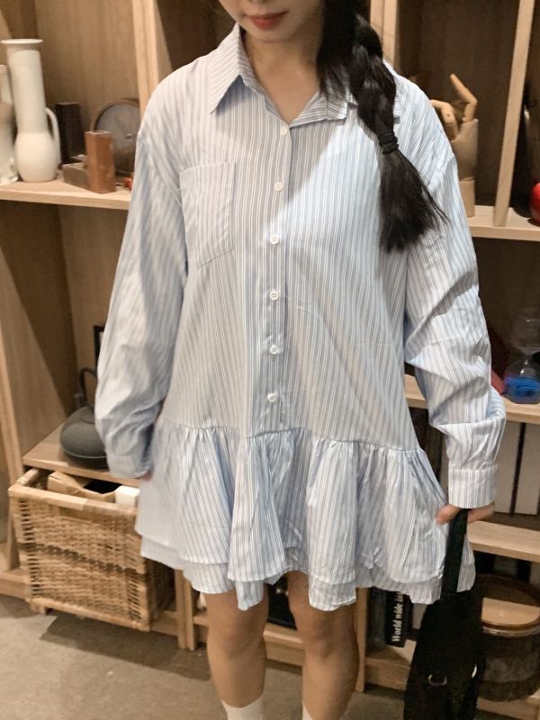暖風微甜 條紋洋裝 