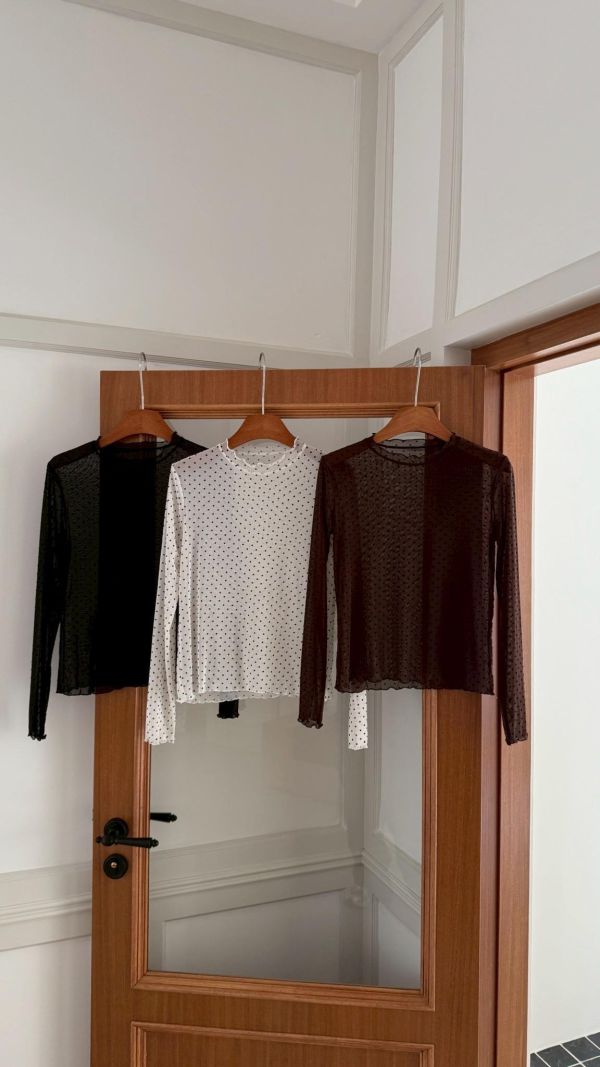 慵懶夜色感點點透膚上衣 微性感內搭 修身打底 （3色） 