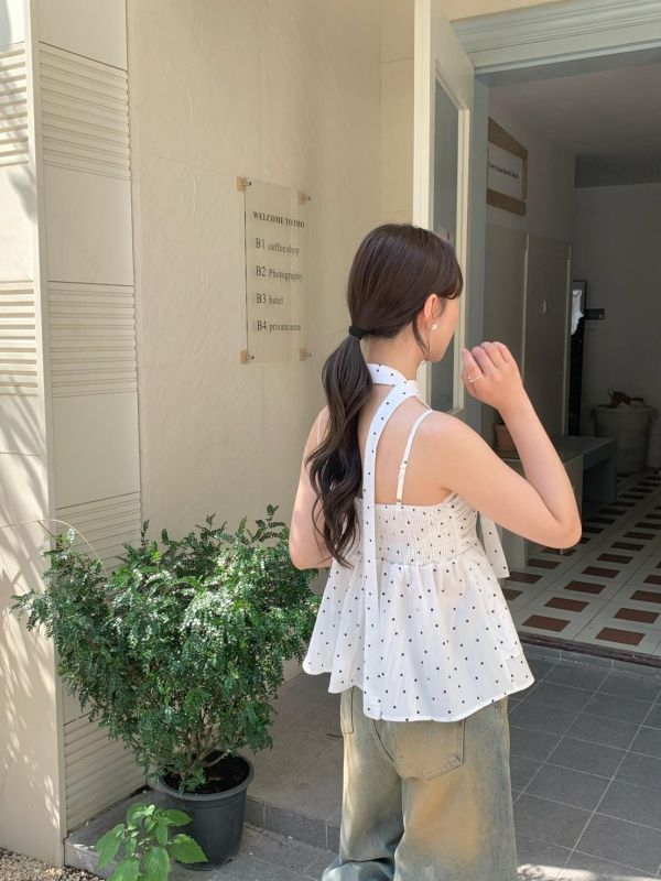 心動點點繞脖背心 韓系甜辣背心（2色） 