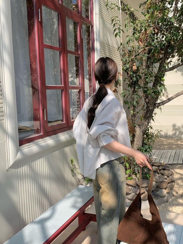 流浪日光刷色牛仔長褲 高腰彎刀顯瘦版 