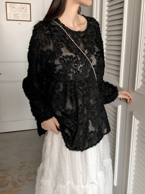 自訂款 晨光輕吻 柔霧羽 立體紋路毛絨感上衣 