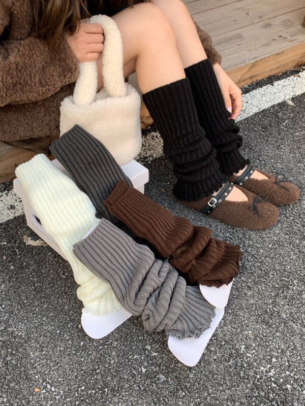 霧感層次 日系針織襪套 顯腿細神器疊穿必備 秋冬保暖不悶百搭襪套（5色） 