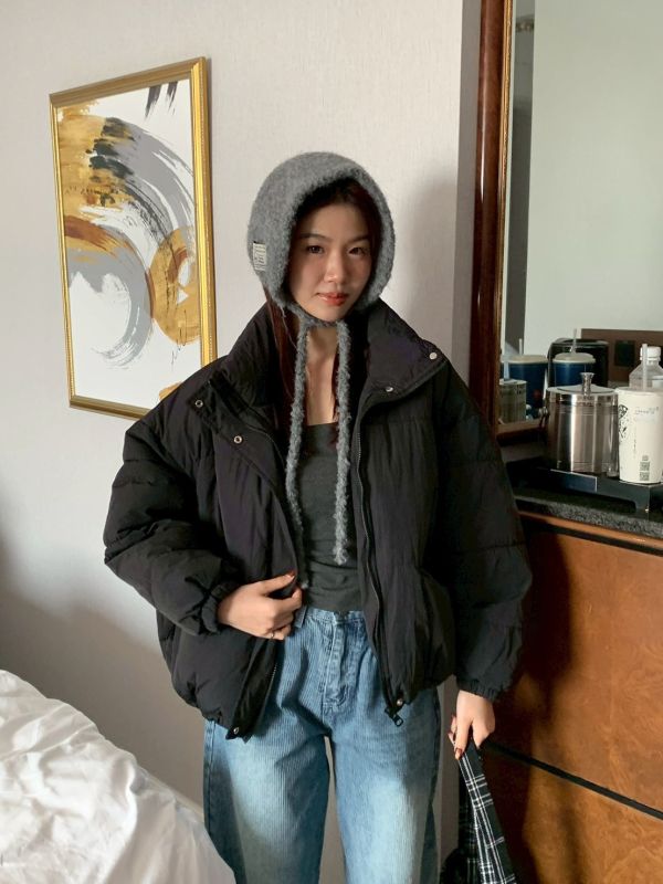 軟萌暖泡泡 石墨稀短版羽絨感外套 