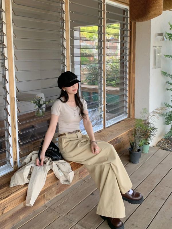 質感通勤高腰西裝褲 附皮帶百搭西裝褲（3色） 