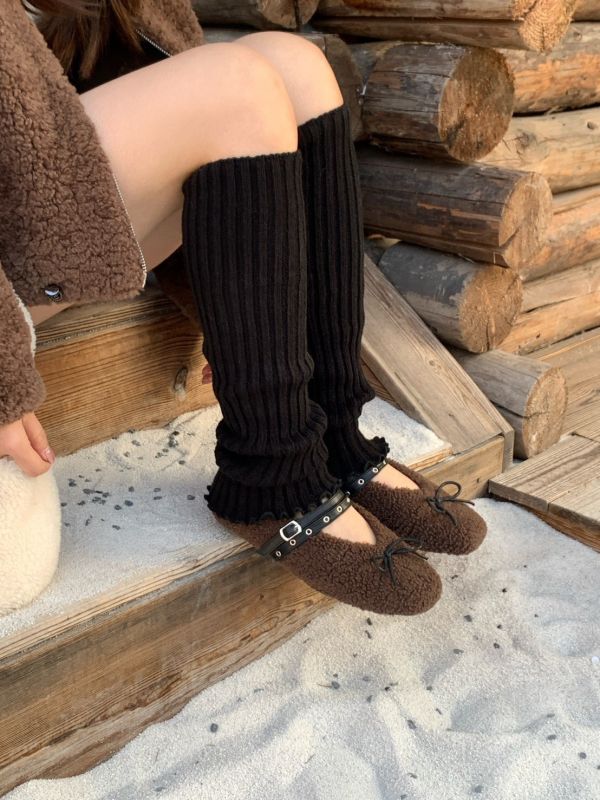 霧感層次 日系針織襪套 顯腿細神器疊穿必備 秋冬保暖不悶百搭襪套（5色） 