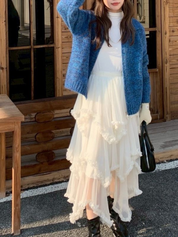 珍妮的搖籃曲 韓系復古層次紗裙 高級感垂墜不膨脹 顯瘦神比例（3色） 