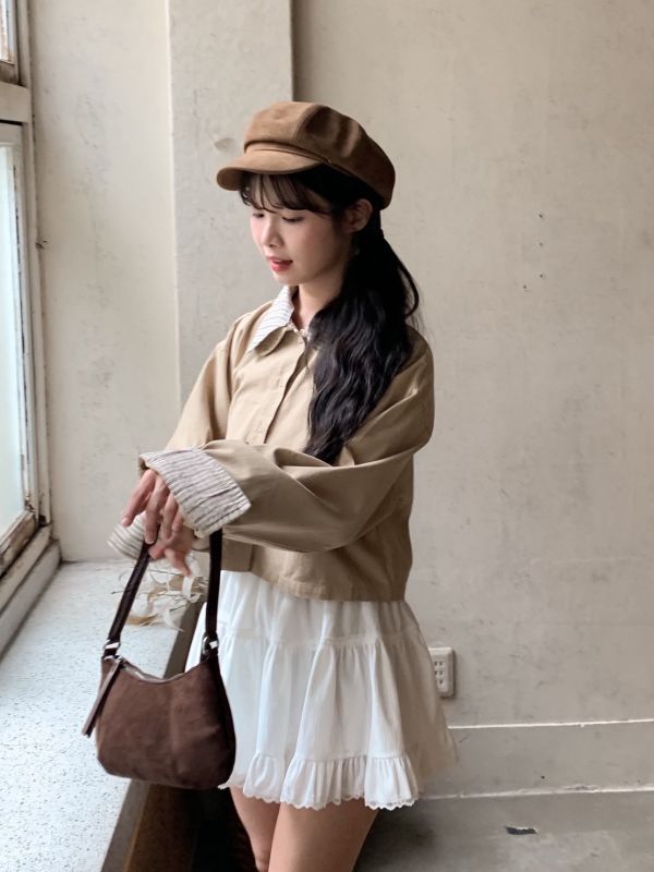 落葉時光 拼接短外套 