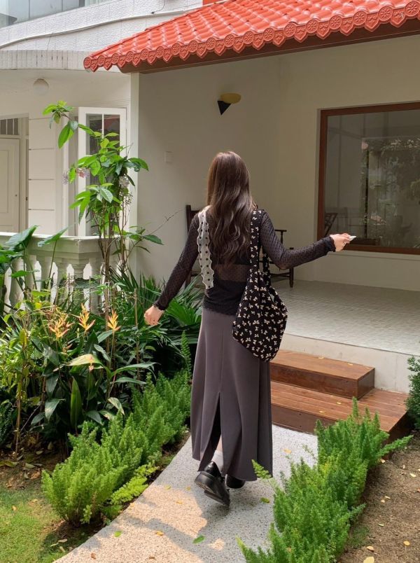 日常的高級感 垂墜長裙 顯瘦長裙（2色） 