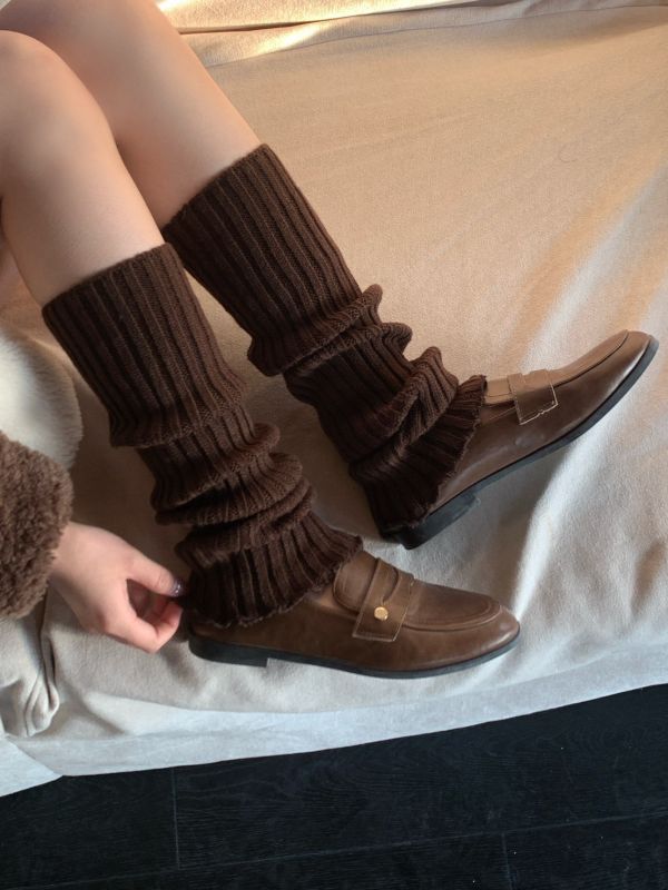 霧感層次 日系針織襪套 顯腿細神器疊穿必備 秋冬保暖不悶百搭襪套（5色） 