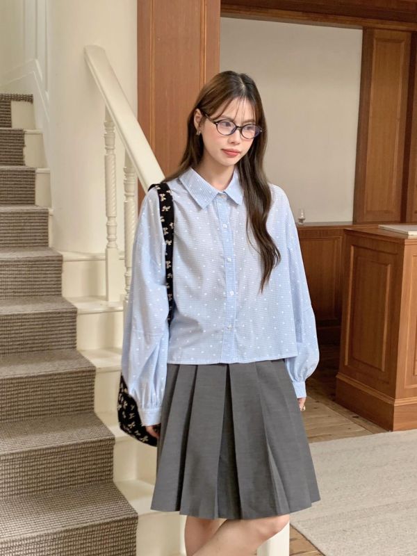 戀夏花語莊園 花花短版襯衫 氣質溫柔 顯瘦百搭襯衫（2色） 