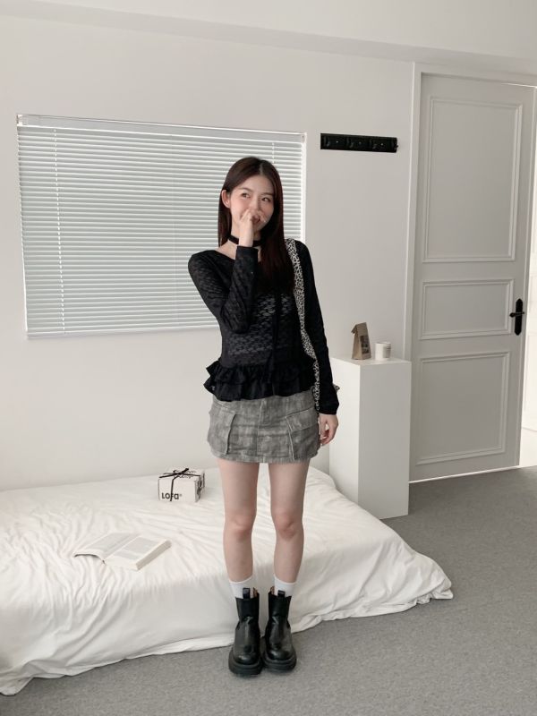 寫著初秋的少女筆記 透膚蕾絲背心（附綁帶） 