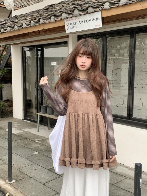 巴黎甜霧 娃娃背心 韓系細肩帶吊帶上衣 蝴蝶結荷葉甜妹背心(3色） 