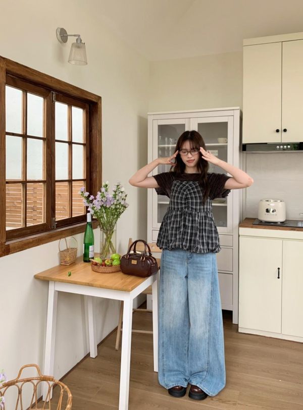 午後書店日常 格紋細肩澎感背心（3色） 