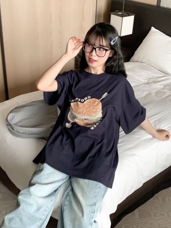 速食愛好者 愛心漢堡包oversize 大T 